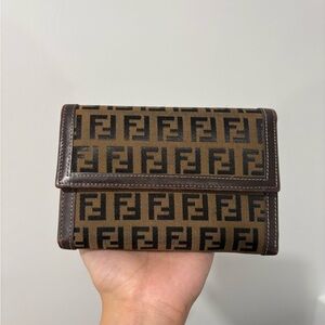 Fendi Tan and Brown Monogram Wallet